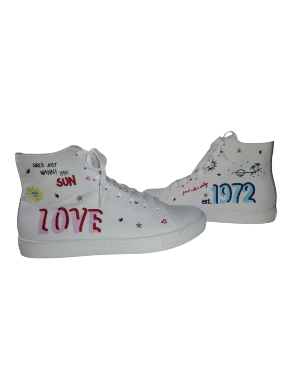 Aldo White High-Top Sneakers Love 1972 Size 11